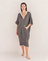 Falta Gauze Hooded Poncho - Black