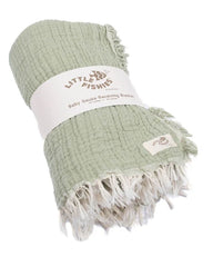 Little Fishies Gauze Receiving Blanket - Sage